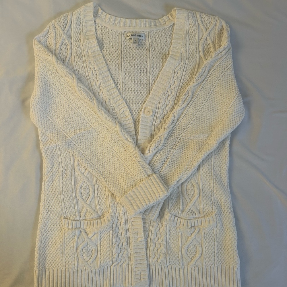 Croft & Barrow Women's Ivory Cable Knit Cardigan